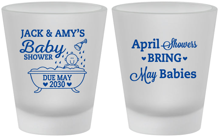 Custom Baby Shower Frosted Shot Glasses - April Showers May Babies | 90181