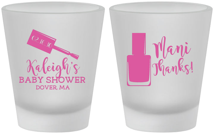 Custom Baby Shower Frosted Shot Glasses - Mani Thanks | 90184
