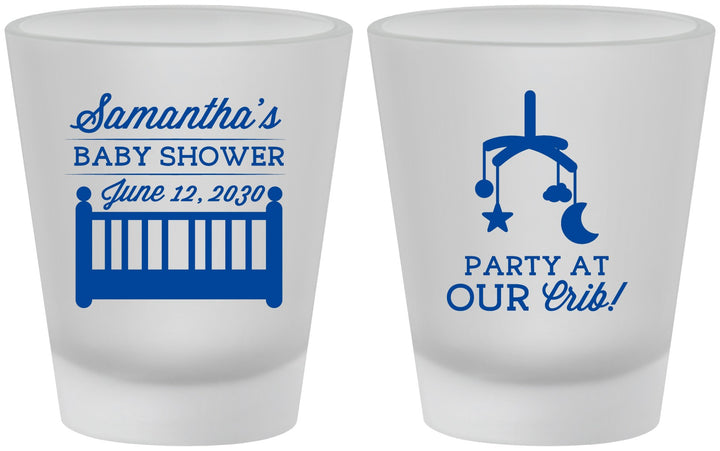 Custom Baby Shower Frosted Shot Glasses - Party At Our Crib | 90187