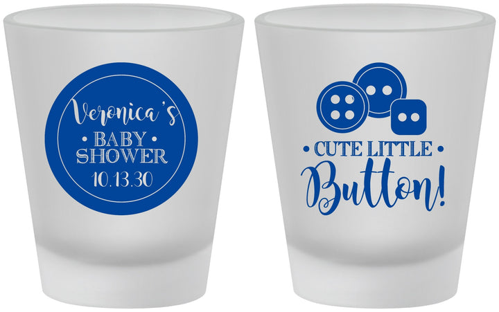 Custom Baby Shower Frosted Shot Glasses - Cute Little Button | 90189