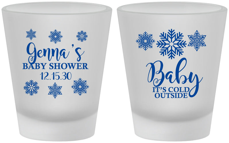 Custom Baby Shower Frosted Shot Glasses - Christmas Snowflakes | 90192
