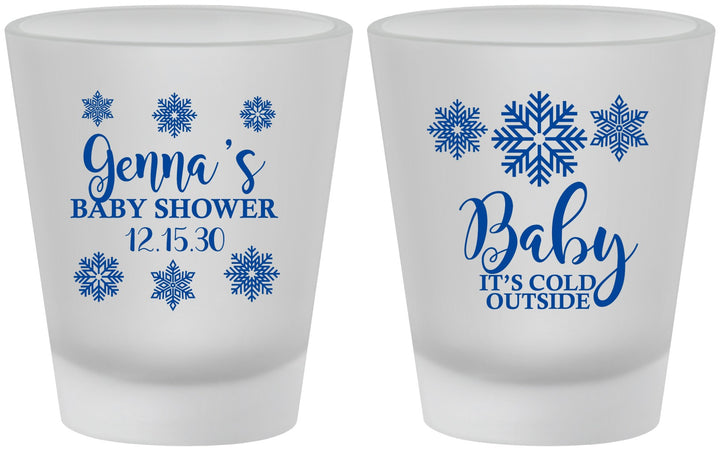 Custom Baby Shower Frosted Shot Glasses - Christmas Snowflakes | 90192
