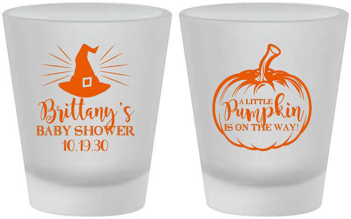 Custom Baby Shower Frosted Shot Glasses - Little Pumpkin Halloween | 90196