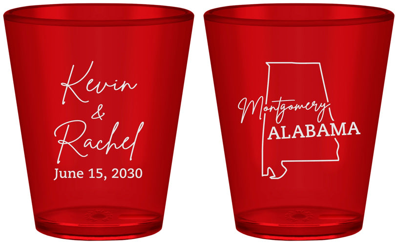 Custom Wedding Plastic Shot Glasses - Alabama | 100