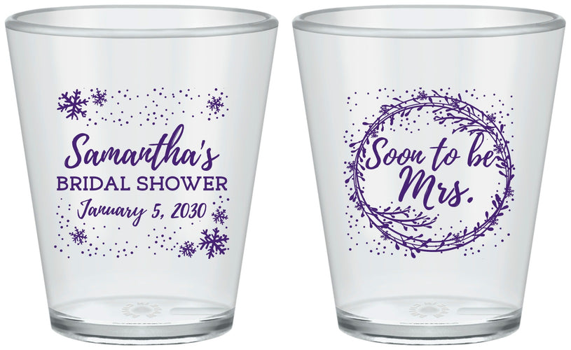 Custom Bridal Shower Plastic Shot Glasses - Soon To Be Mrs | 100004