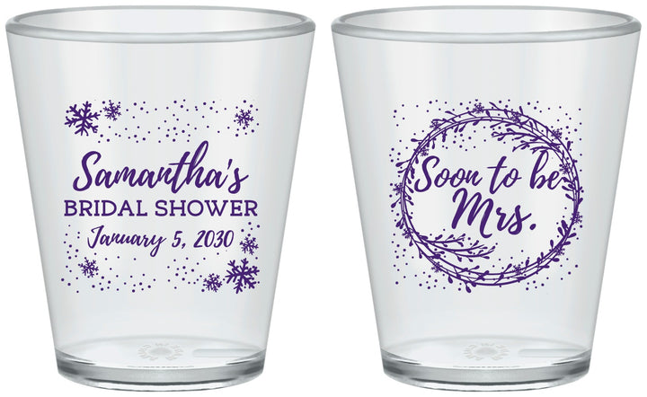 Custom Bridal Shower Plastic Shot Glasses - Soon To Be Mrs | 100004