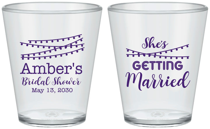 Custom Bridal Shower Plastic Shot Glasses - She's Getting Married | 100008