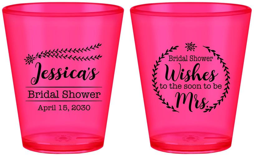Custom Bridal Shower Plastic Shot Glasses - Soon To Be Mrs | 100009