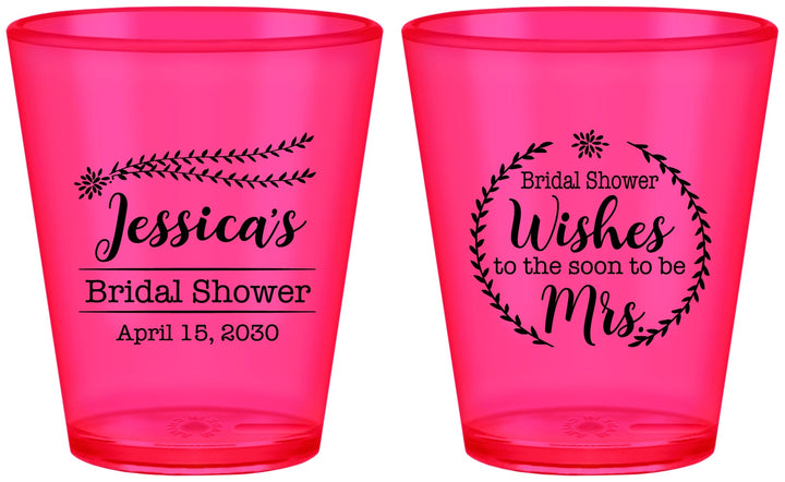 Custom Bridal Shower Plastic Shot Glasses - Soon To Be Mrs | 100009