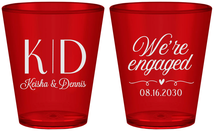 Custom Engagement Plastic Shot Glasses - We Are Engaged | 10001