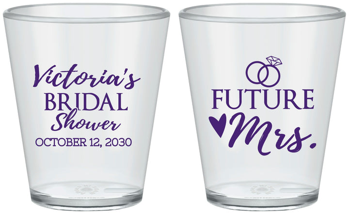 Custom Bridal Shower Plastic Shot Glasses - Future Mrs | 100012