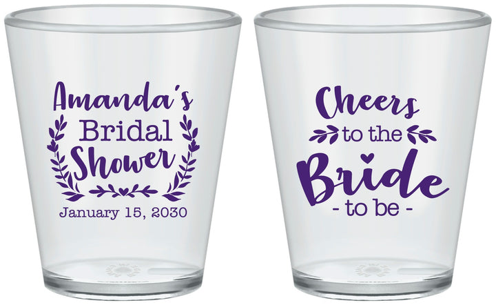 Custom Bridal Shower Plastic Shot Glasses - Cheers To The Bride | 100014