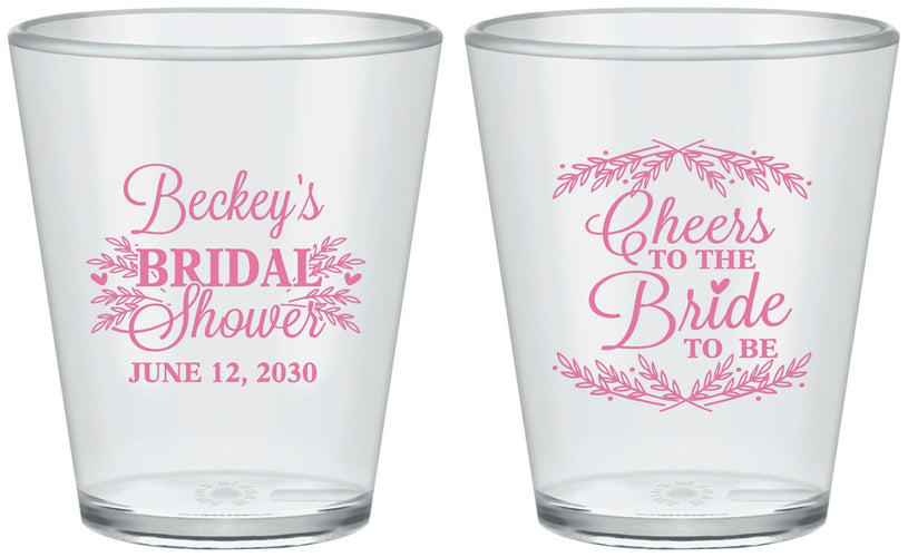 Custom Bridal Shower Plastic Shot Glasses - Cheers To The Bride | 100019