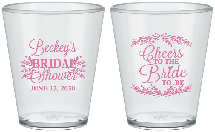 Custom Bridal Shower Plastic Shot Glasses - Cheers To The Bride | 100019