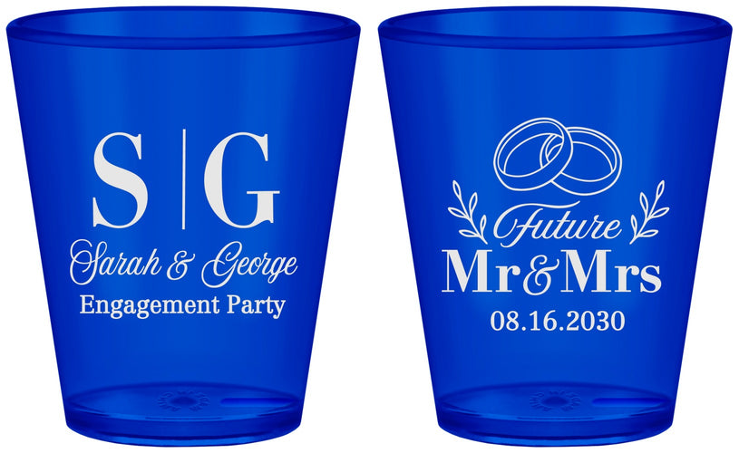 Custom Engagement Plastic Shot Glasses - Future Mr And Mrs | 10002