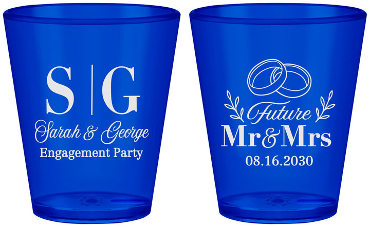 Custom Engagement Plastic Shot Glasses - Future Mr And Mrs | 10002
