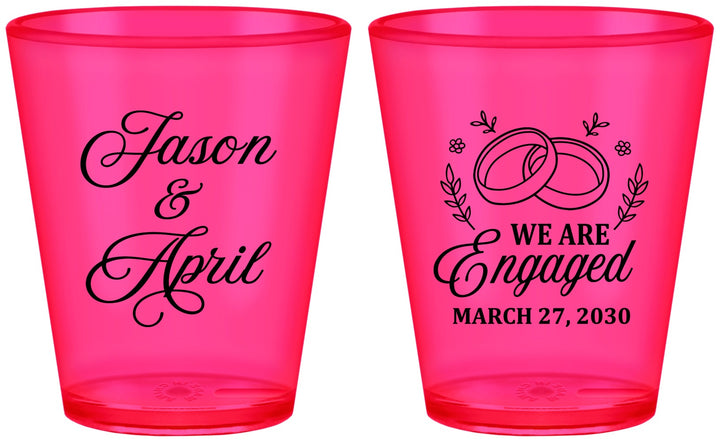 Custom Engagement Plastic Shot Glasses - We Are Engaged | 10003