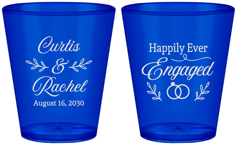 Custom Engagement Plastic Shot Glasses - Happily Ever Engaged | 10004