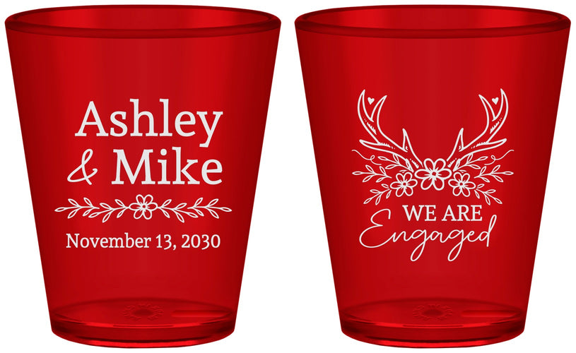 Custom Engagement Plastic Shot Glasses - We Are Engaged | 10009