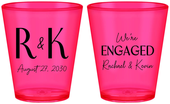 Custom Engagement Plastic Shot Glasses - We Are Engaged | 10011