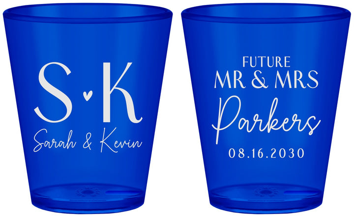 Custom Engagement Plastic Shot Glasses - Future Mr And Mrs | 10012