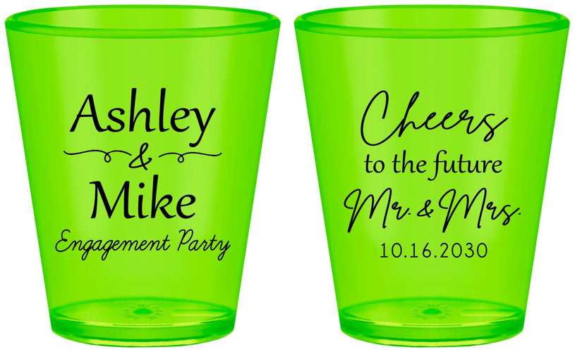Custom Engagement Plastic Shot Glasses - Future Mr And Mrs | 10014