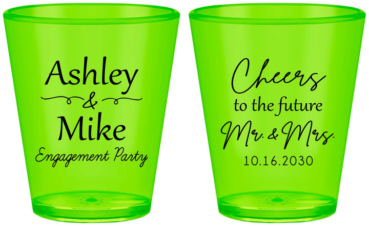 Custom Engagement Plastic Shot Glasses - Future Mr And Mrs | 10014