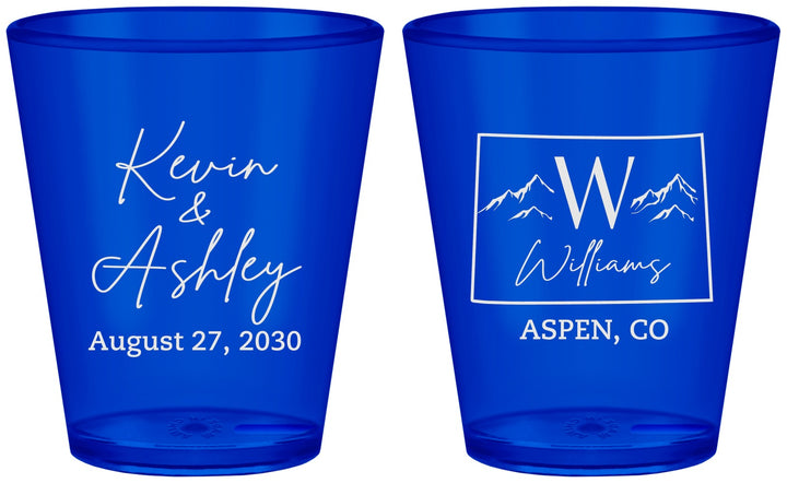 Custom Wedding Plastic Shot Glasses - Colorado | 105