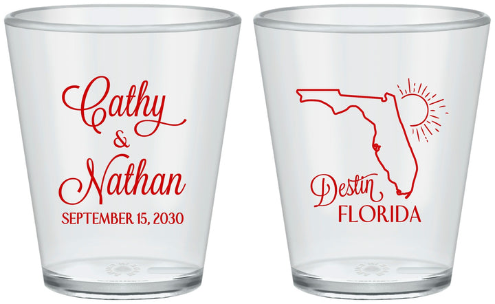 Custom Wedding Plastic Shot Glasses - Florida | 108