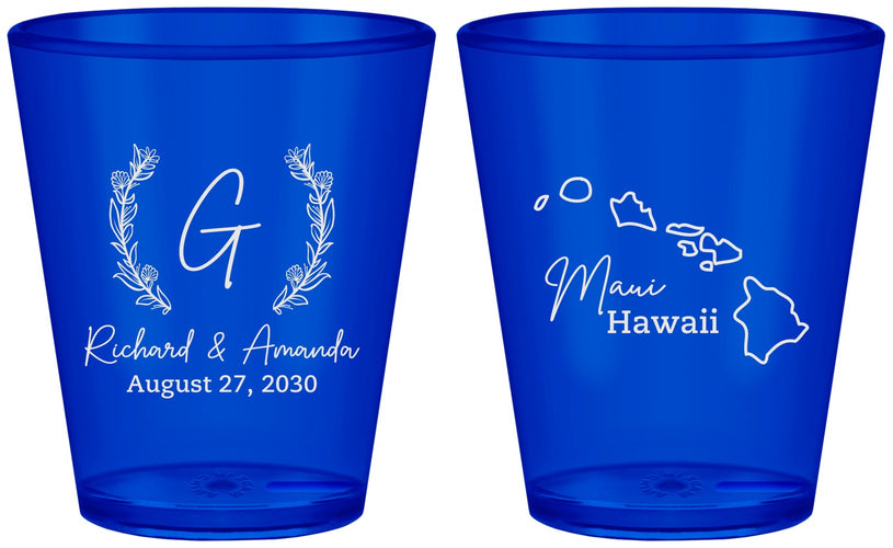 Custom Wedding Plastic Shot Glasses - Hawaii | 110