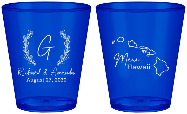 Custom Wedding Plastic Shot Glasses - Hawaii | 110