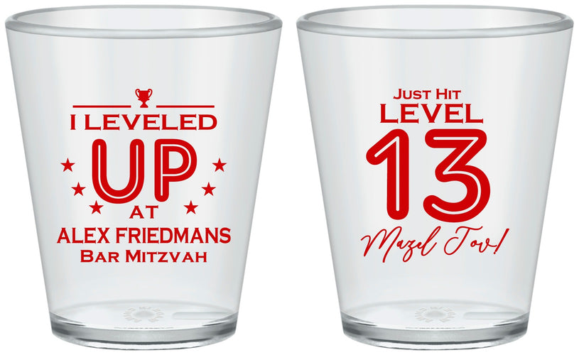 Custom Bar Mitzvah Plastic Shot Glasses - 13th Birthday Video Game | 110014