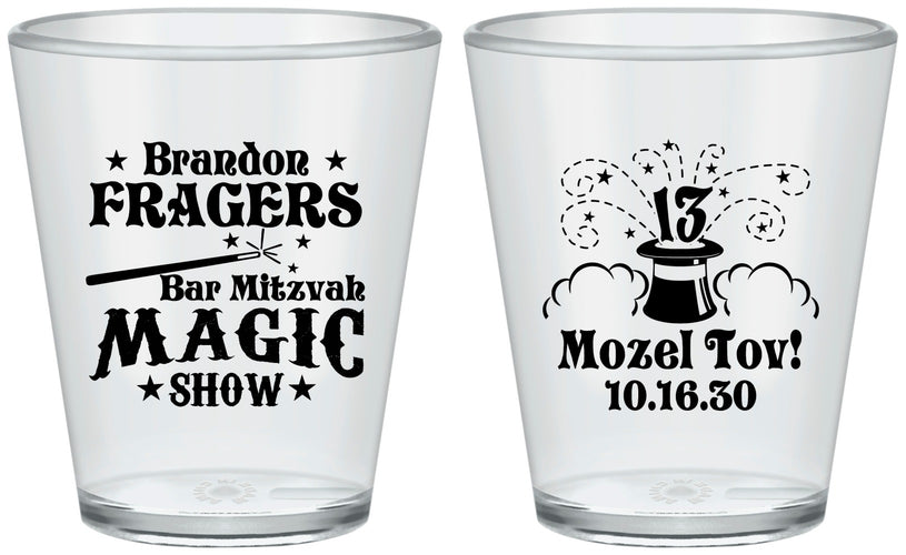 Custom Bar Mitzvah Plastic Shot Glasses - 13th Birthday Magic | 110016
