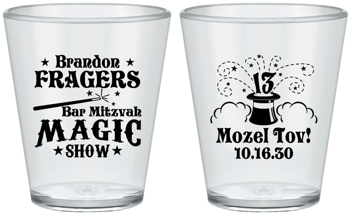 Custom Bar Mitzvah Plastic Shot Glasses - 13th Birthday Magic | 110016
