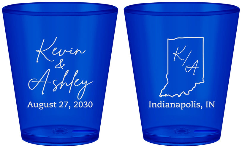 Custom Wedding Plastic Shot Glasses - Indiana | 113