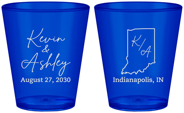 Custom Wedding Plastic Shot Glasses - Indiana | 113