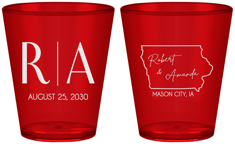 Custom Wedding Plastic Shot Glasses - Iowa | 114