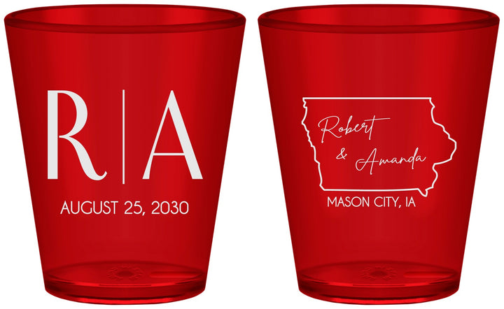 Custom Wedding Plastic Shot Glasses - Iowa | 114