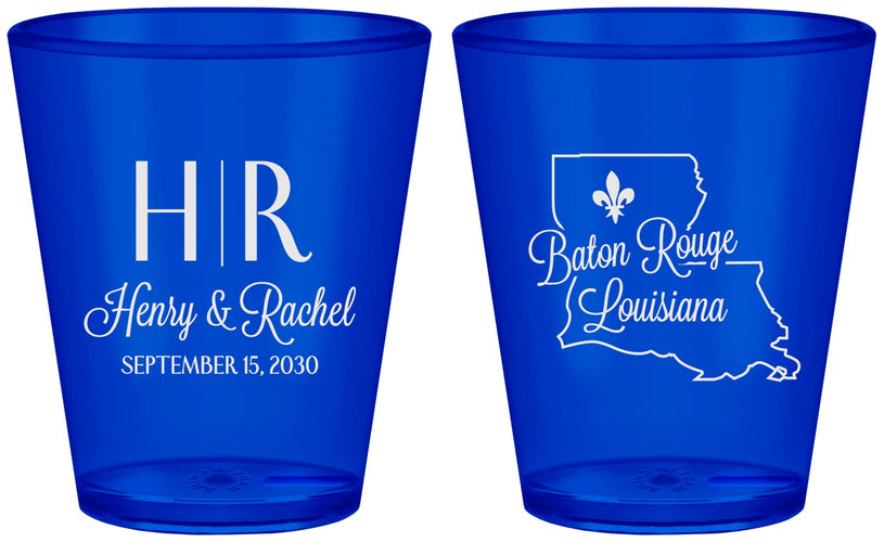 Custom Wedding Plastic Shot Glasses - Louisiana | 117