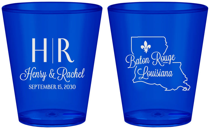 Custom Wedding Plastic Shot Glasses - Louisiana | 117