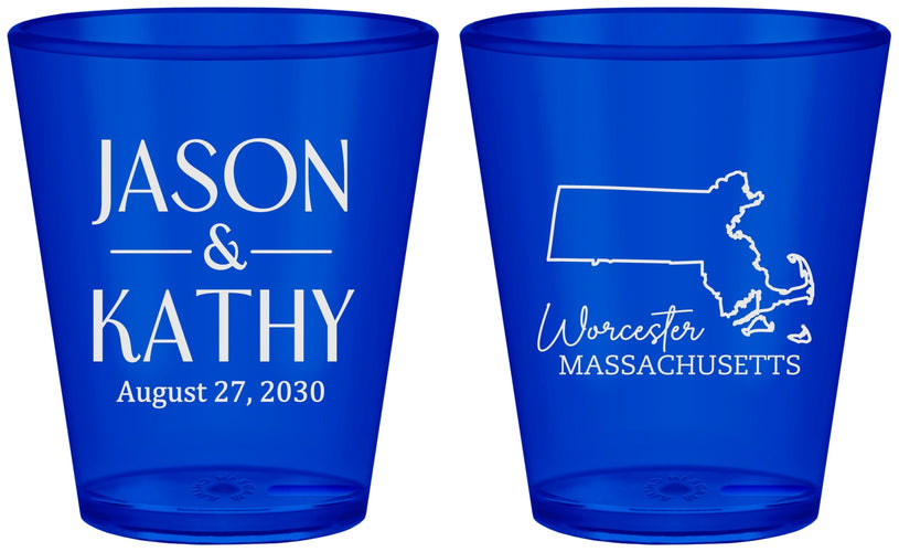 Custom Wedding Plastic Shot Glasses - Massachusetts | 120