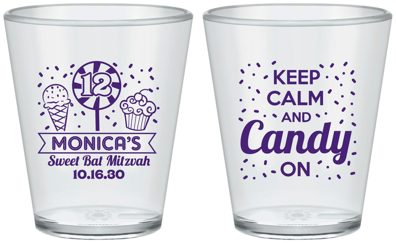 Custom Bat Mitzvah Plastic Shot Glasses - 12th Birthday Cupcake | 120001