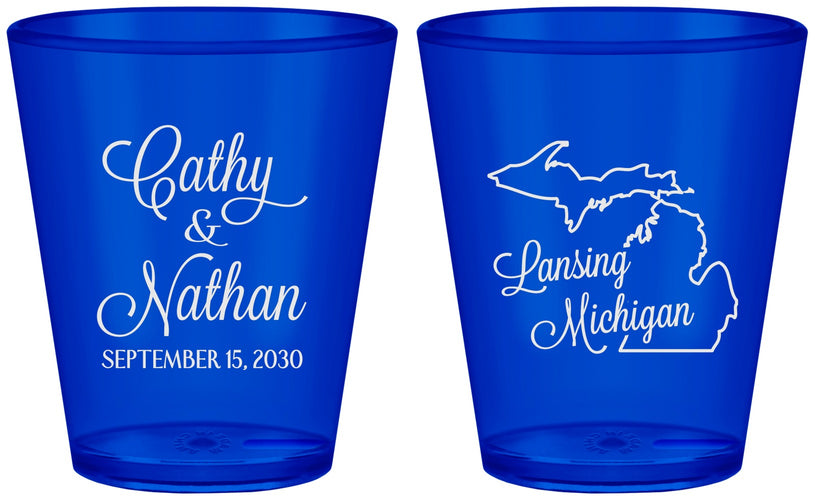 Custom Wedding Plastic Shot Glasses - Michigan | 121