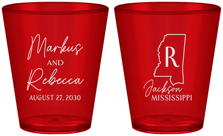 Custom Wedding Plastic Shot Glasses - Mississippi | 123