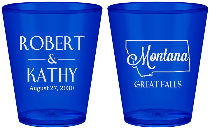 Custom Wedding Plastic Shot Glasses - Montana | 125