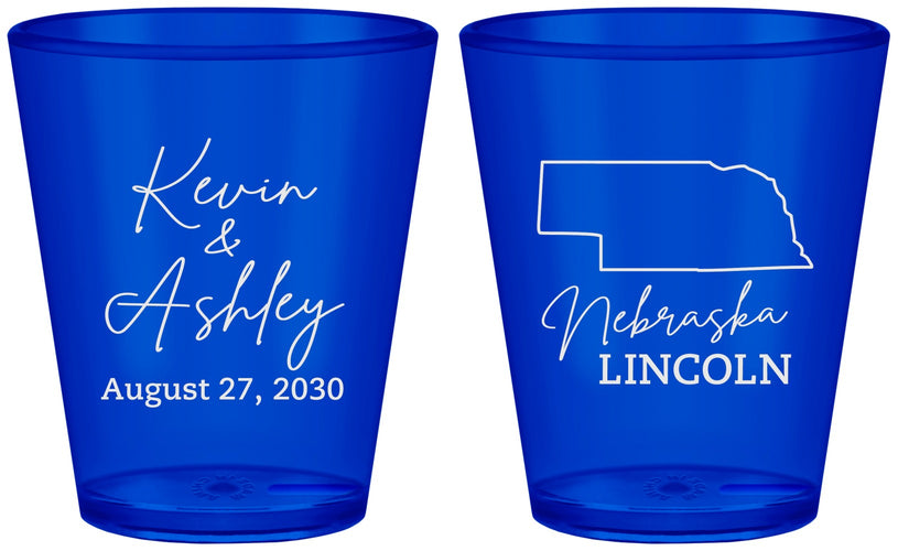 Custom Wedding Plastic Shot Glasses - Nebraska | 126