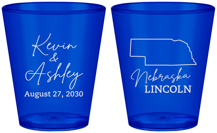 Custom Wedding Plastic Shot Glasses - Nebraska | 126