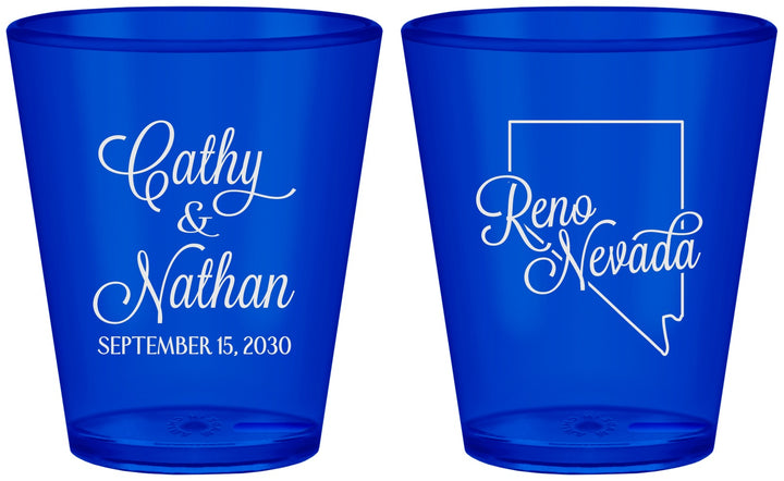 Custom Wedding Plastic Shot Glasses - Nevada | 127