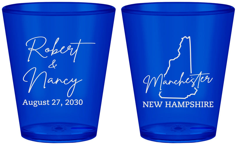 Custom Wedding Plastic Shot Glasses - New Hampshire | 128