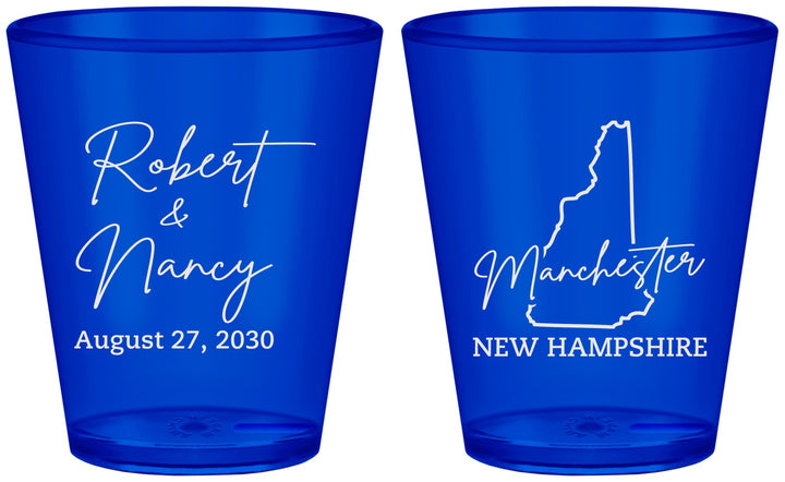 Custom Wedding Plastic Shot Glasses - New Hampshire | 128
